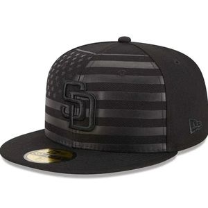 Brand New Men’s San Diego Padres New Era Black Tonal Flag 59FIFTY Fitted Hat